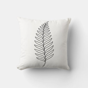 Minimalistische Farnblatt-Botanik-Linienkunst Kissen