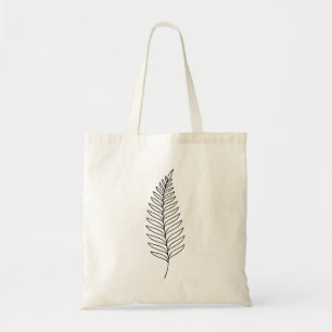 Minimalistische Farnblatt-Botanik-Linienkunst  Tragetasche