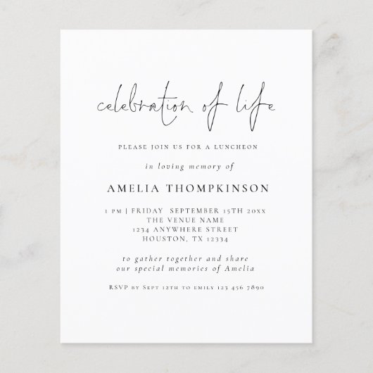 Minimalistische Feier des Lebens (Vorderseite)