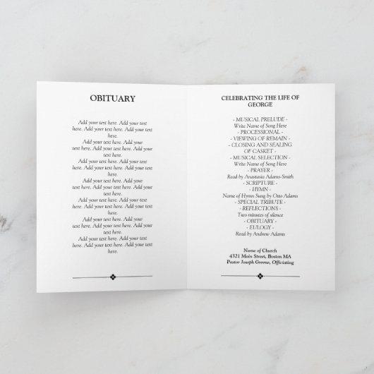 Minimalistische Feier des Programm (Innenseite)