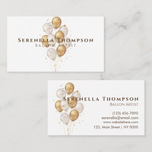 Minimalistische Feier Stilvolle Ballon Gold White Visitenkarte