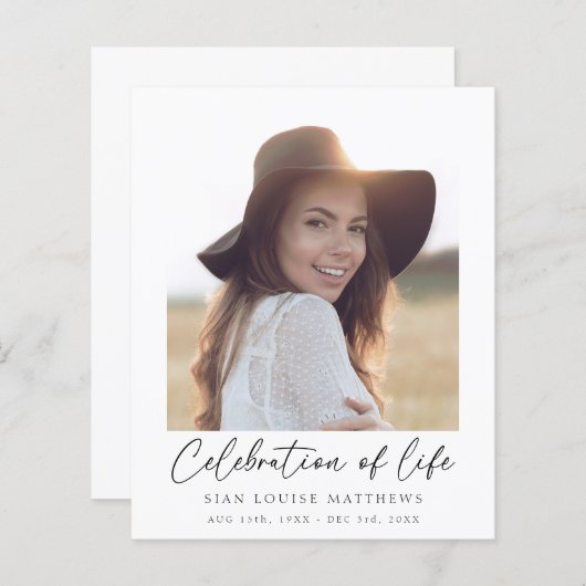 Minimalistische Feier zum Gedenken an das Leben (Vorne/Hinten)