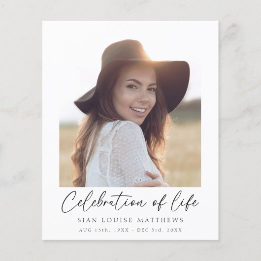 Minimalistische Feier zum Gedenken an das Leben (Vorderseite)