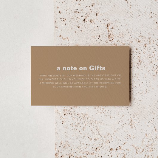 Minimalistische feierliche Braun Hochzeit wünschen Begleitkarte