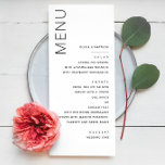 Minimalistische feierliche Hochzeit | Modernes ele Menükarte<br><div class="desc">Diese minimalistische Hochzeitskarte besticht durch ein sauberes, modernes Layout mit eleganter Typografie. Personalisiert mit den Namen des Paares, werden die Kurse in einem stilvollen, leicht lesbaren Format aufgelistet. Ideal für Hochzeitsfeiern, Probe-Dinner und feierliche Veranstaltungen. Diese Menükarte fügt der Tischeinstellung eine raffinierte Touch hinzu. Entworfen, um eine Vielzahl von Hochzeitsthemen und...</div>