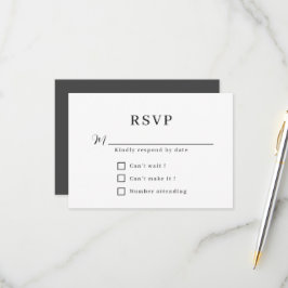 Minimalistische feierliche Hochzeit RSVP Karte