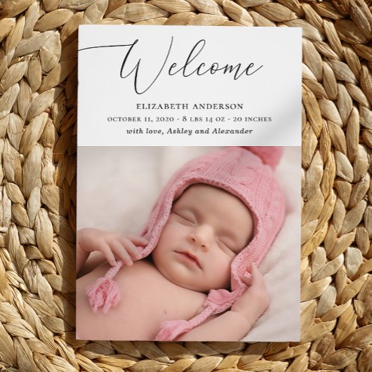 Minimalistische, feinfühlige Drehbabygeburt Ankündigung