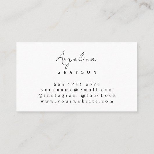 Minimalistische Feminine-Handgeschriebene Schrift Visitenkarte (Rückseite)