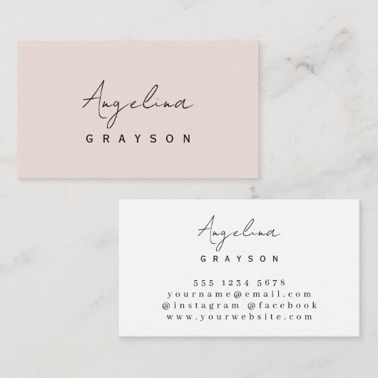 Minimalistische Feminine-Handgeschriebene Schrift Visitenkarte (Vorne/Hinten)