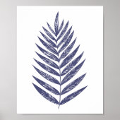 Minimalistische Fern Palm Blätter Navy Blue Nature Poster (Vorne)