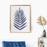 Minimalistische Fern Palm Blätter Navy Blue Nature Poster<br><div class="desc">Minimalistische Fern Palm Blätter Navy Blue Nature Art Poster</div>