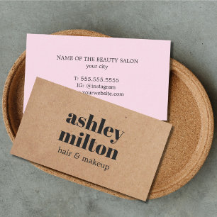 Minimalistische, fett bedruckte Kraft Rose Haarbür Visitenkarte