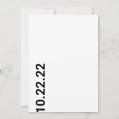 Minimalistische, fette Buchstaben, einfache weiße  Einladung (Rückseite)