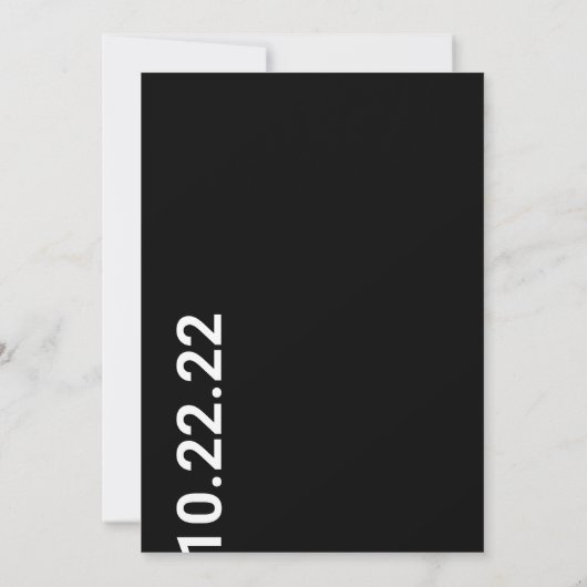 Minimalistische, fette Buchstaben, Schwarzweiß, Ei Einladung (Rückseite)