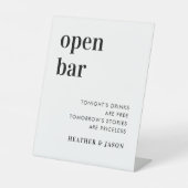 Minimalistische fette Hochzeit Open Bar Sign Sockelschild (Vorderseite)