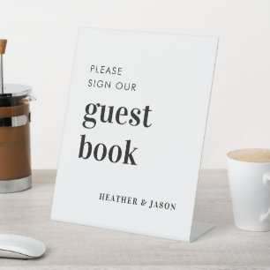 Minimalistische fette Hochzeit Unterschreiben Unse Sockelschild