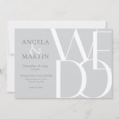 Minimalistische fette, leicht graue Hochzeitseinla Einladung (Vorderseite)