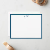 Minimalistische fette Navy Blue Square Border Mono Mitteilungskarte (Vorderseite/Rückseite Beispiel)
