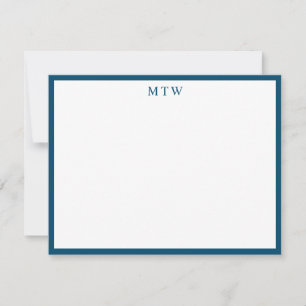Minimalistische fette Navy Blue Square Border Mono Mitteilungskarte