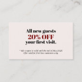 Minimalistische fette Pastell Red Black Salon Coup Rabattkarte (Vorderseite)