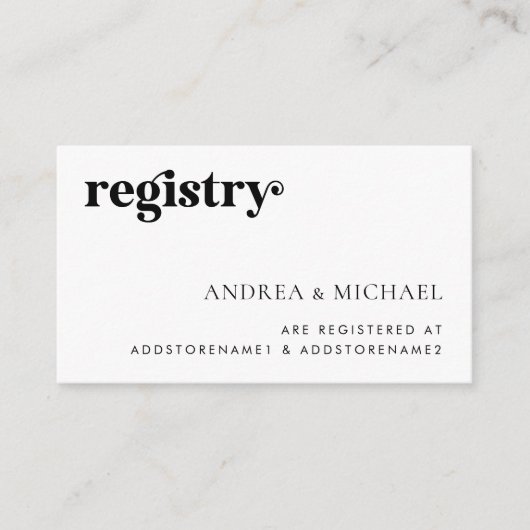 Minimalistische, fette Retro-Script-Wedding-Gesche Begleitkarte (Vorderseite)