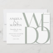 Minimalistische, fette Sage White Wedding Einladun Einladung (Vorderseite)