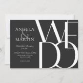 Minimalistische, fette Schwarz-Hochzeit Einladung (Vorderseite)