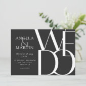 Minimalistische, fette Schwarz-Hochzeit Einladung (Stehend Vorderseite)