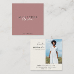 Minimalistische, fette Skript-Boho-Staubrose-Foto Quadratische Visitenkarte