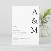 Minimalistische fette White Monogram Typografy Wed Einladung (Stehend Vorderseite)
