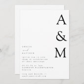 Minimalistische fette White Monogram Typografy Wed Einladung (Vorne/Hinten)