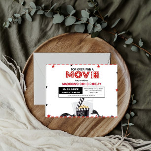 Minimalistische Filmabend Geburtstagsparty Einladu Karte
