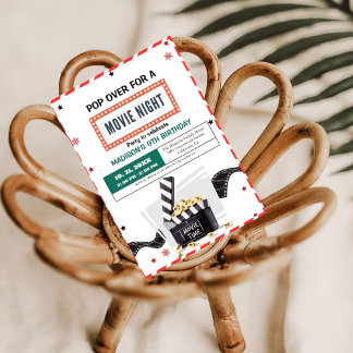 Minimalistische Filmabend Geburtstagsparty Einladu Karte