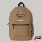 Minimalistische Fish Print Modern Monogram Bedruckter Rucksack