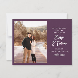 Minimalistische flache Fotokarte in Lila Save The Date