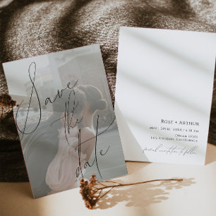 Minimalistische flache Save-the-Date-Karte mit ein Einladung