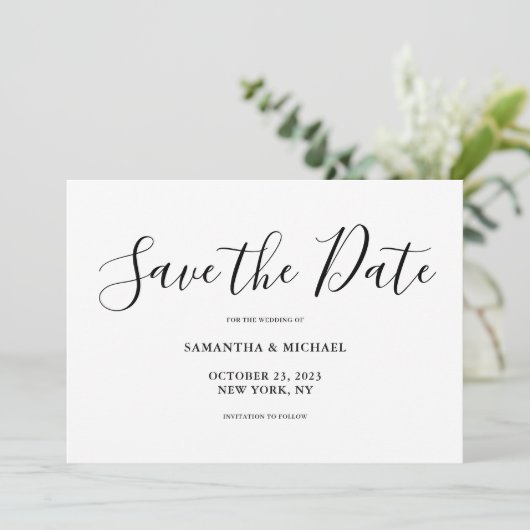 Minimalistische Flachkarte Save the Date (Stehend Vorderseite)