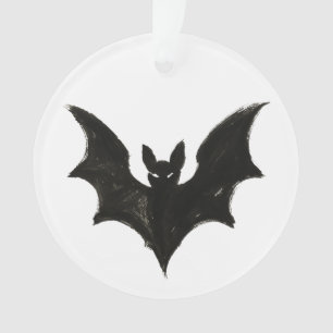 Minimalistische Fledermaus – Tintenpinsel-Hallowee Ornament