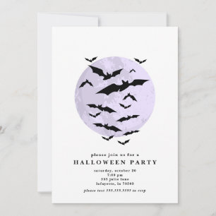 Minimalistische Fledermäuse Vollmond Halloween-Par Einladung