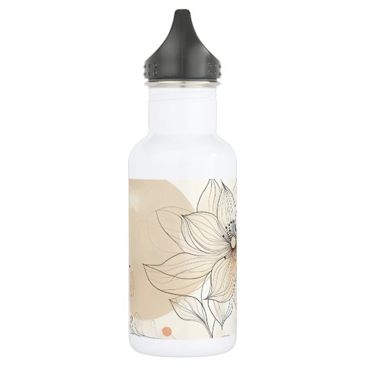 Minimalistische Floral Line Neutralfarben Wasserfl Edelstahlflasche (Links)
