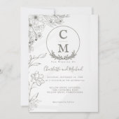 Minimalistische Floral Monogram Wedding Einladung (Vorderseite)