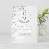 Minimalistische Floral Monogram Wedding Einladung (Stehend Vorderseite)