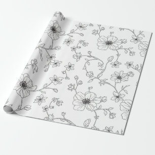 Minimalistische Floral nahtlose Linienmuster (4) Geschenkpapier
