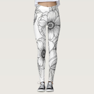 Minimalistische Floral nahtlose Linienmuster (5) Leggings