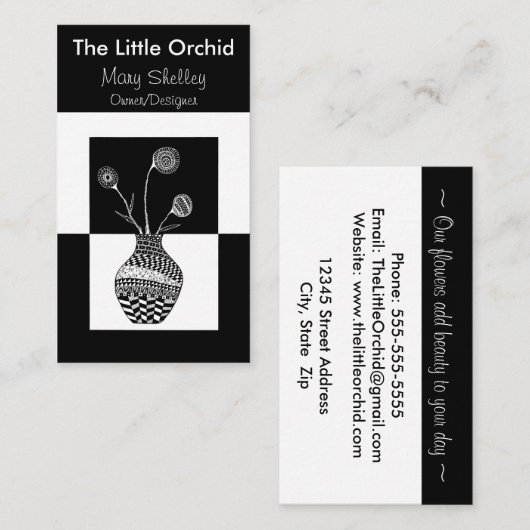 Minimalistische florale Blume in einer Vase Visitenkarte (Vorne/Hinten)