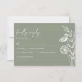 Minimalistische florale Boho Sage Green Moderne Ho RSVP Karte (Vorderseite)