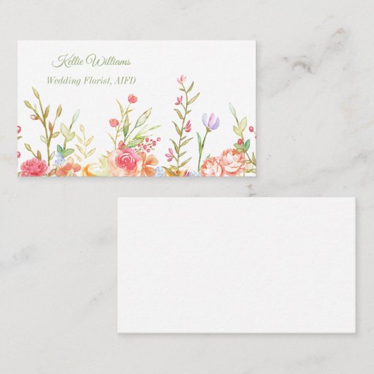 Minimalistische florale Border Business Card Visitenkarte (Vorne/Hinten)