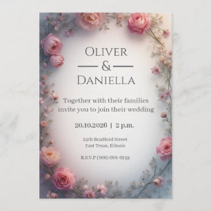 Minimalistische florale christliche Hochzeitseinla Einladung