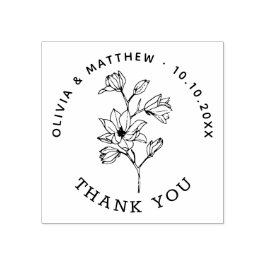 Minimalistische florale Elegant Wedding Vielen Dan Gummistempel