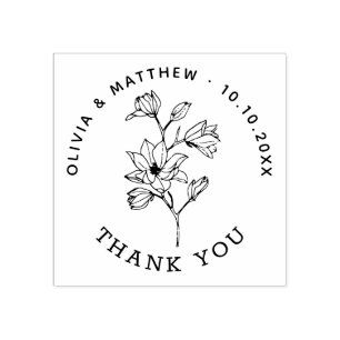 Minimalistische Florale Elegante Hochzeits-Dankesc Gummistempel